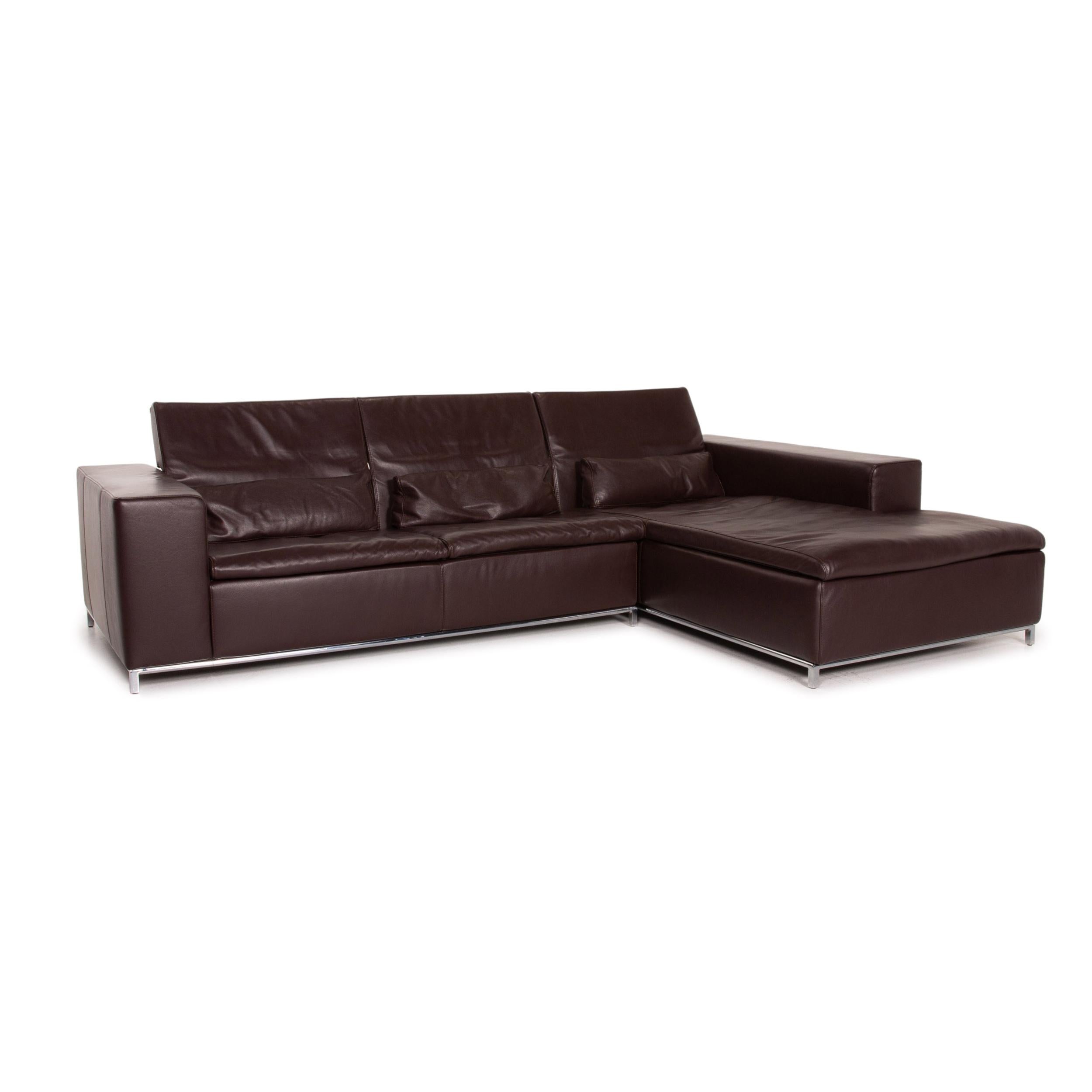 Modern Who's Perfect Leather Corner Sofa Brown Dark Brown Sofa Couch