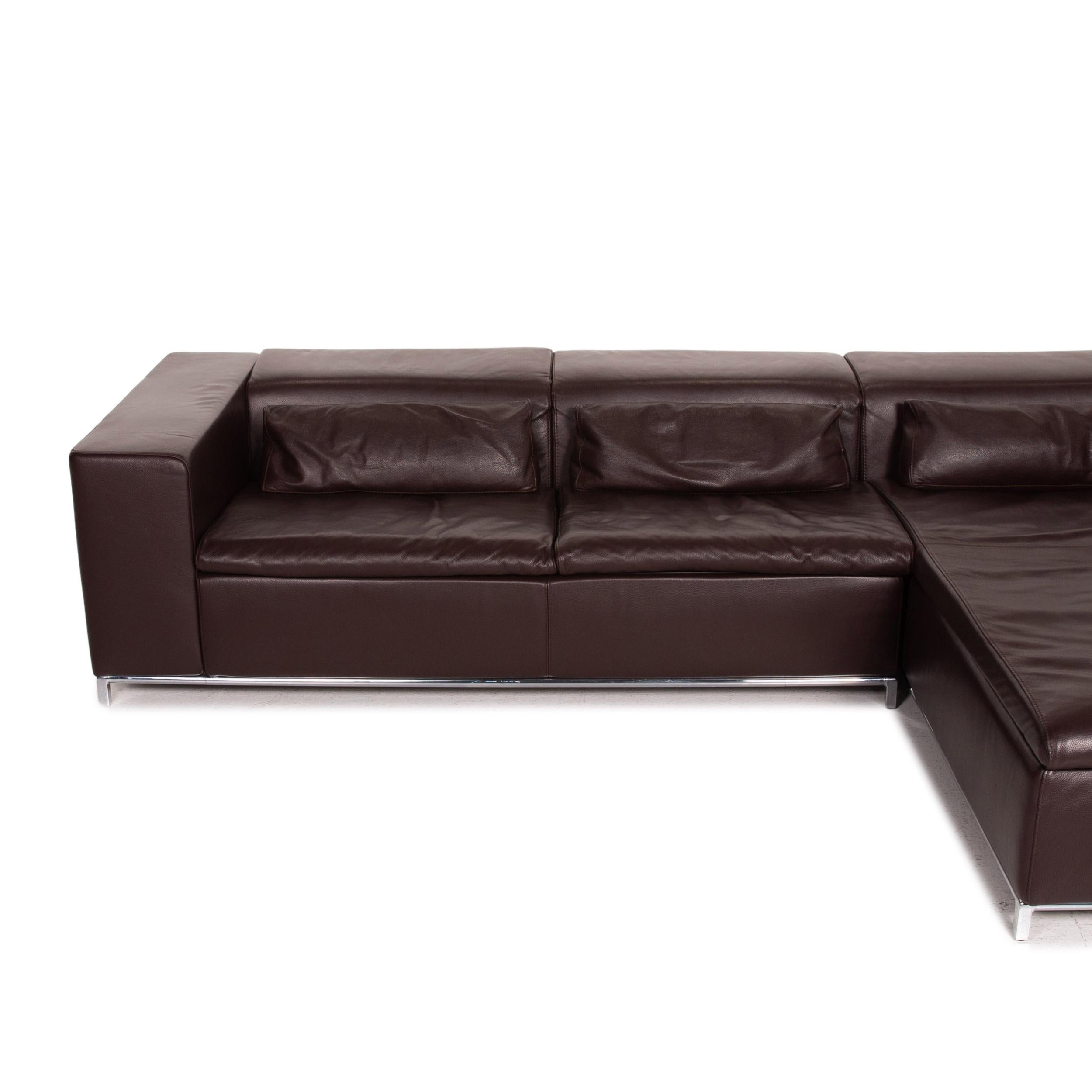 Who's Perfect Leather Corner Sofa Brown Dark Brown Sofa Couch 3
