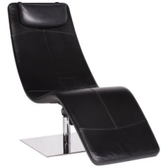 Who's Perfect Leather Lounger Black Relax