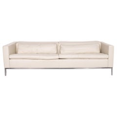 Who
s Perfect Leather Sofa Cream Three-Seat Couch