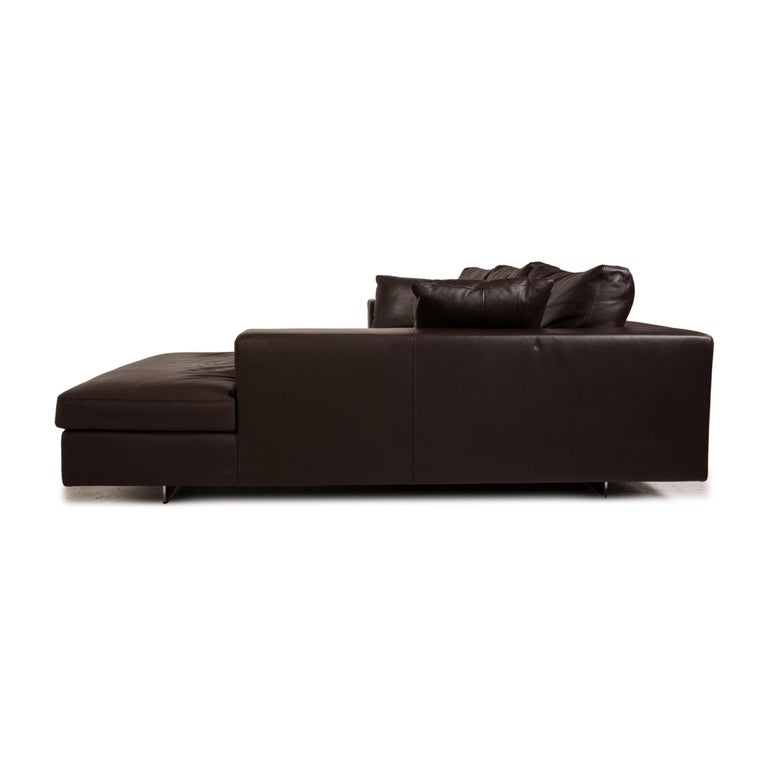 Who's Perfect LED Leather Sofa Brown Corner Sofa Couch For Sale at
