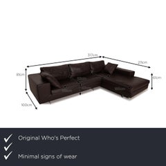 Who's Perfect LED Leder Sofa Braun Eck-Sofa Couch