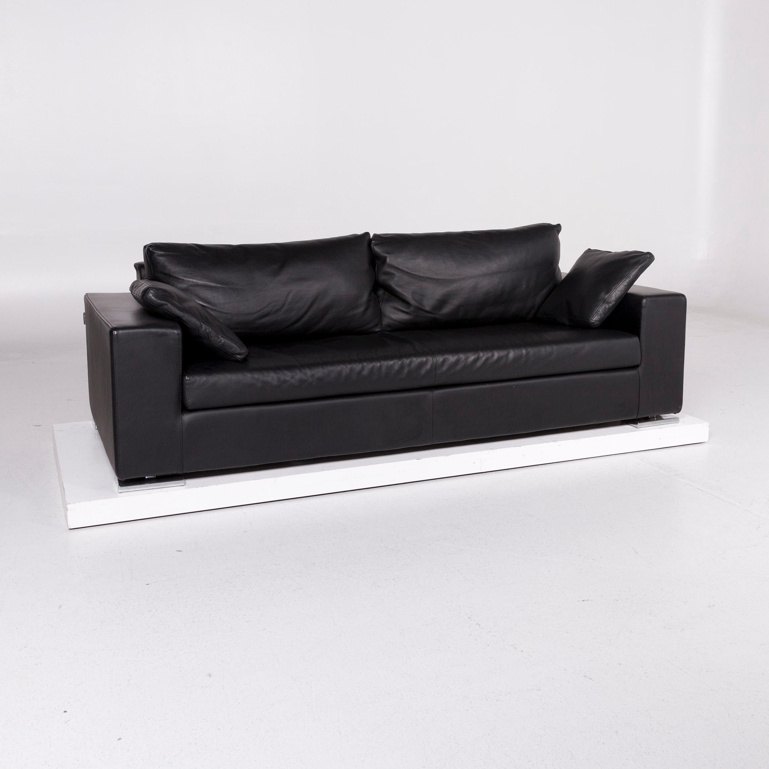 We bring to you a Who's perfect LNC sofa black three-seat couch.
 
 Product measurements in centimeters:
 
Depth 95
Width 223
Height 79
Seat-height 40
Rest-height 54
Seat-depth 49
Seat-width 143
Back-height 37.
 