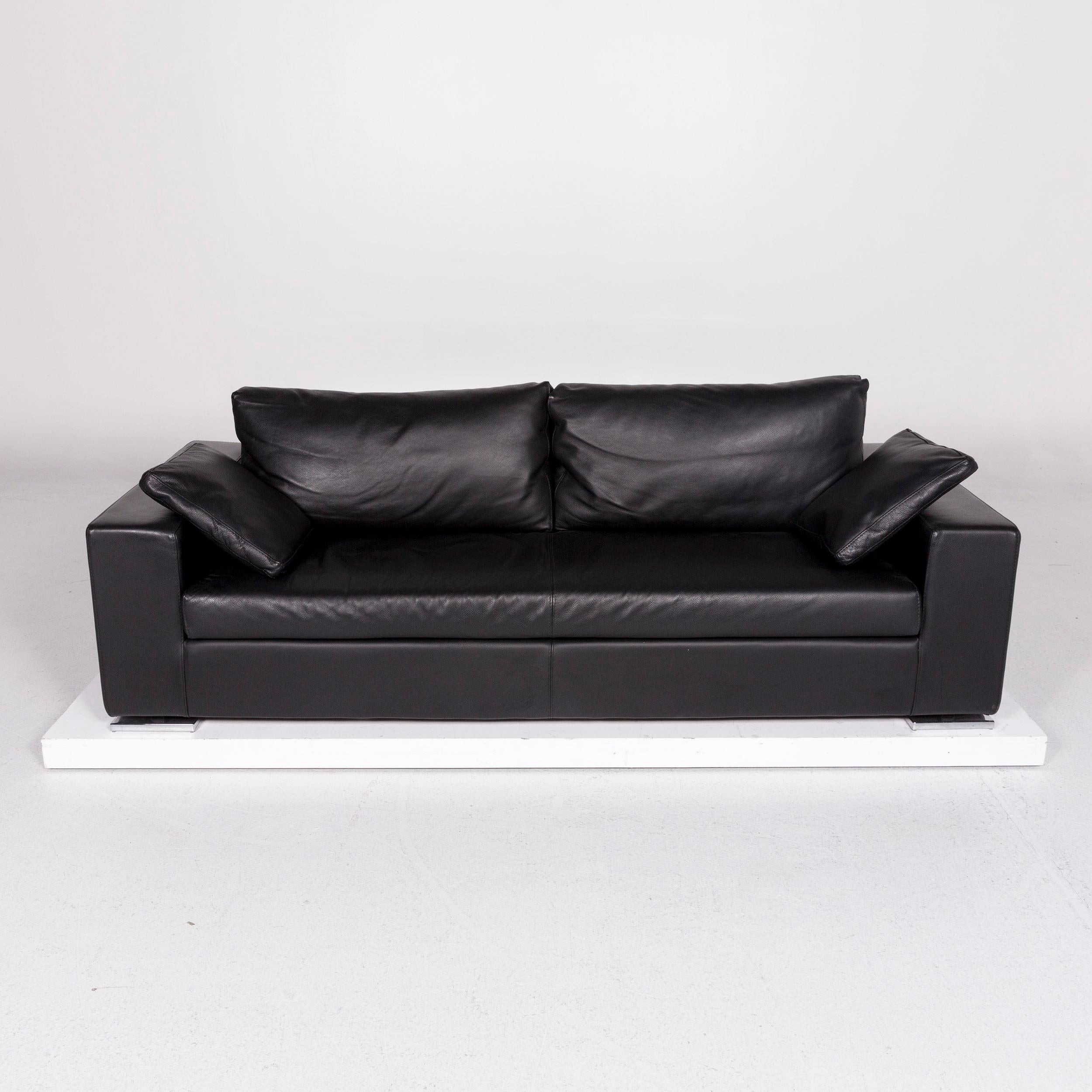 Who's Perfect LNC Sofa Black Three-Seat Couch In Good Condition In Cologne, DE