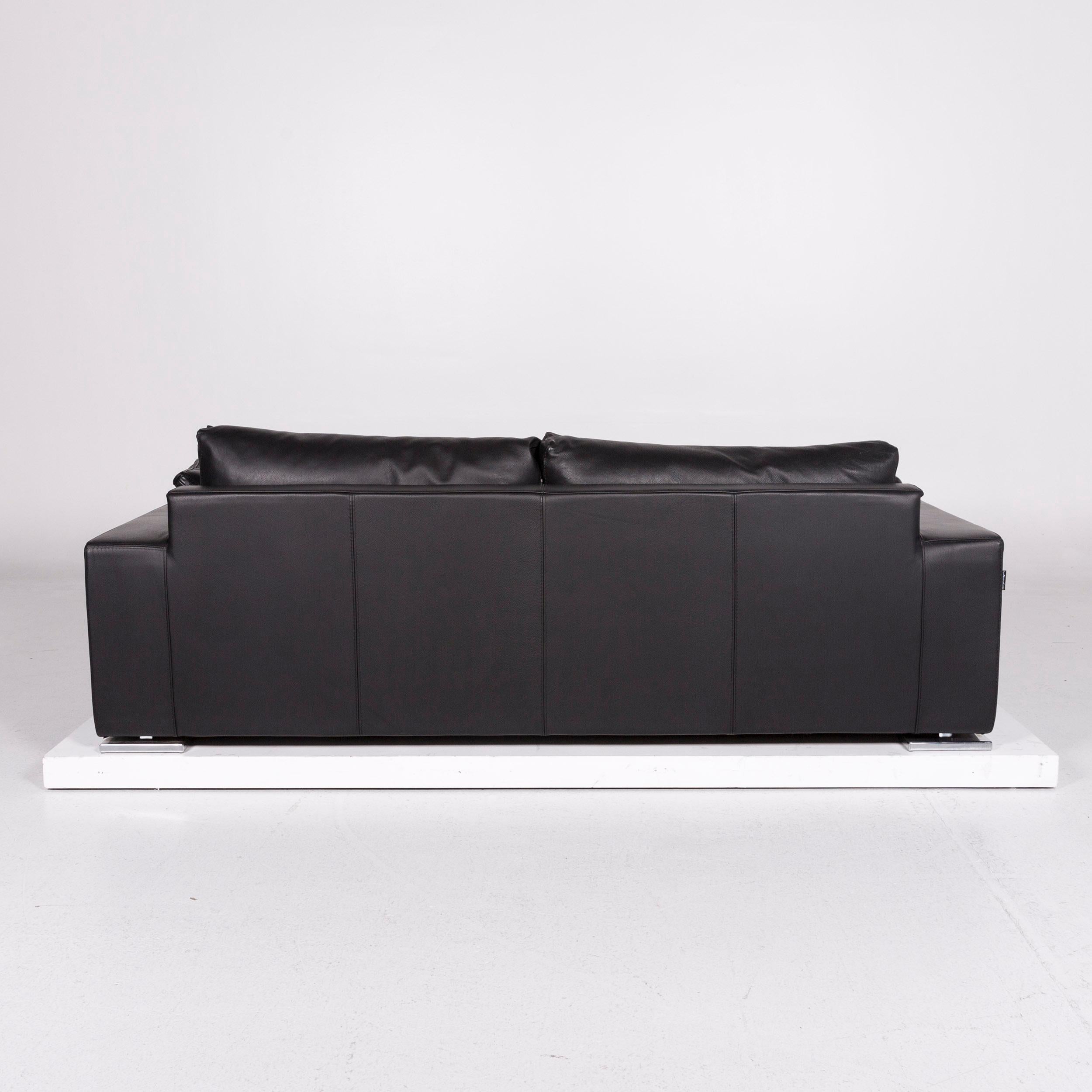 Leather Who's Perfect LNC Sofa Black Three-Seat Couch
