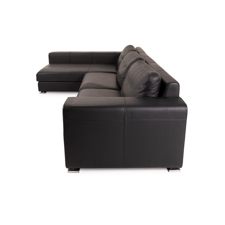 Who's Perfect Manhattan Leather Sofa Black Corner Sofa Couch For Sale