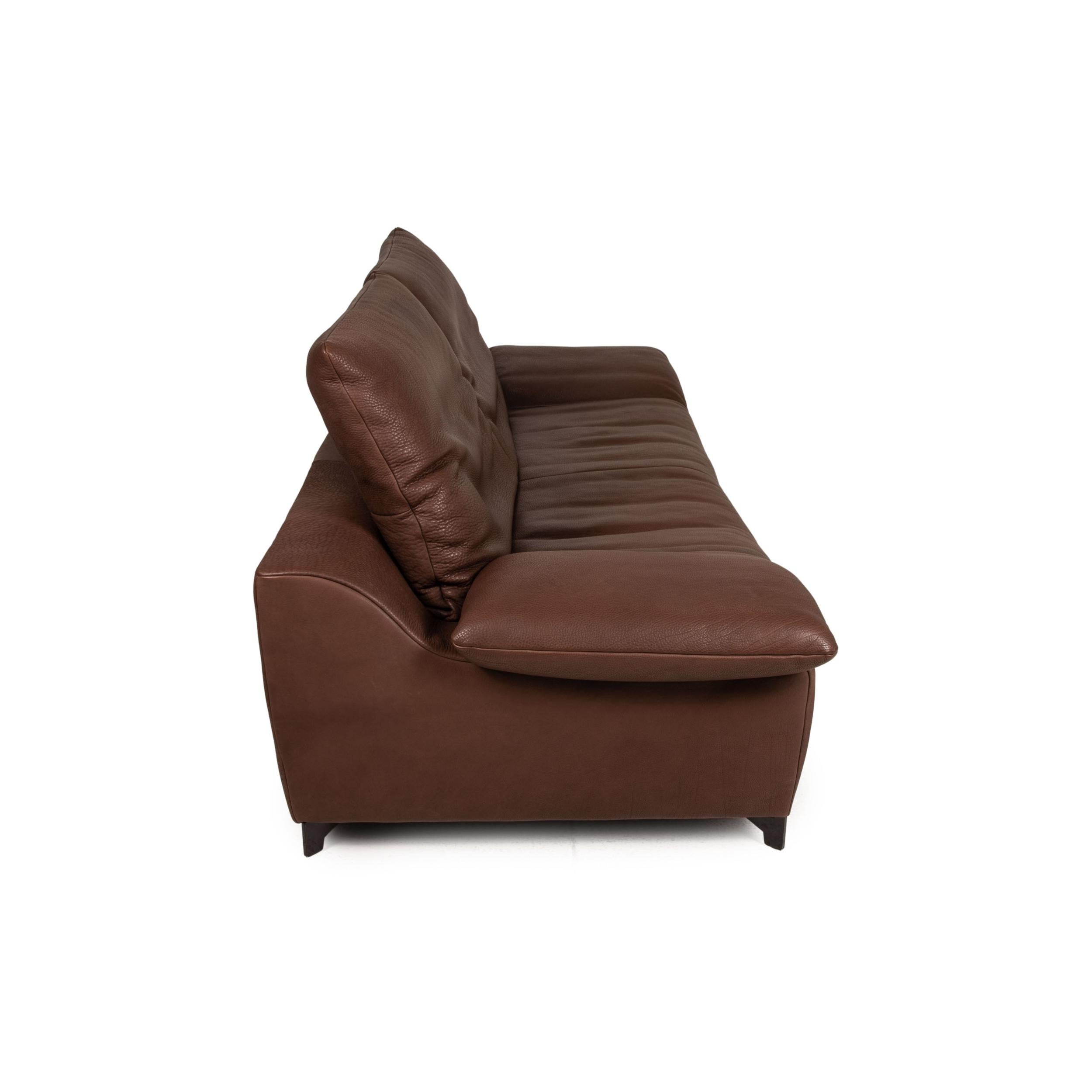 Who's Perfect Minnesota Leather Sofa Set Brown 1 Three-Seater 1 Stool Function For Sale 2