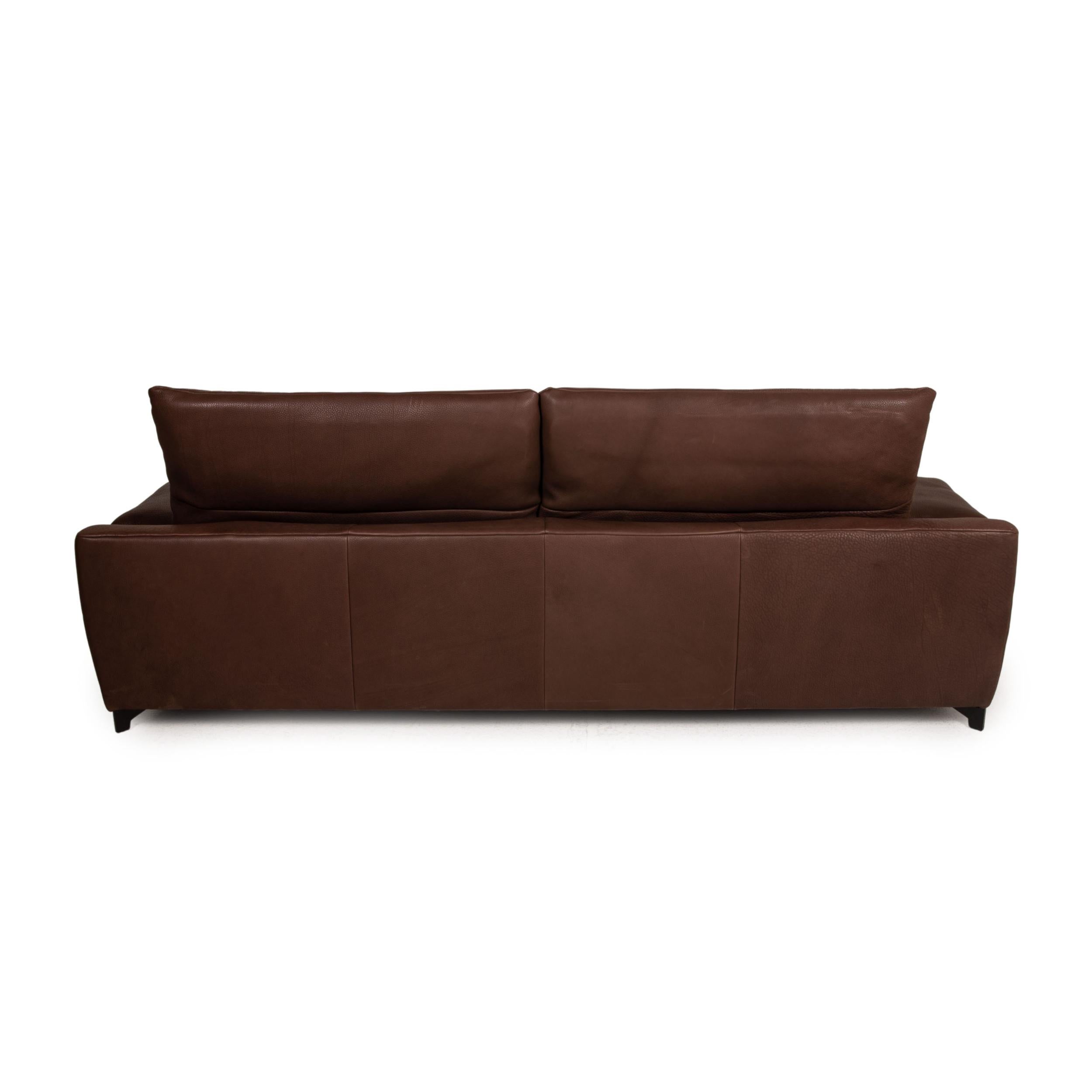 Who's Perfect Minnesota Leather Sofa Set Brown 1 Three-Seater 1 Stool Function For Sale 3