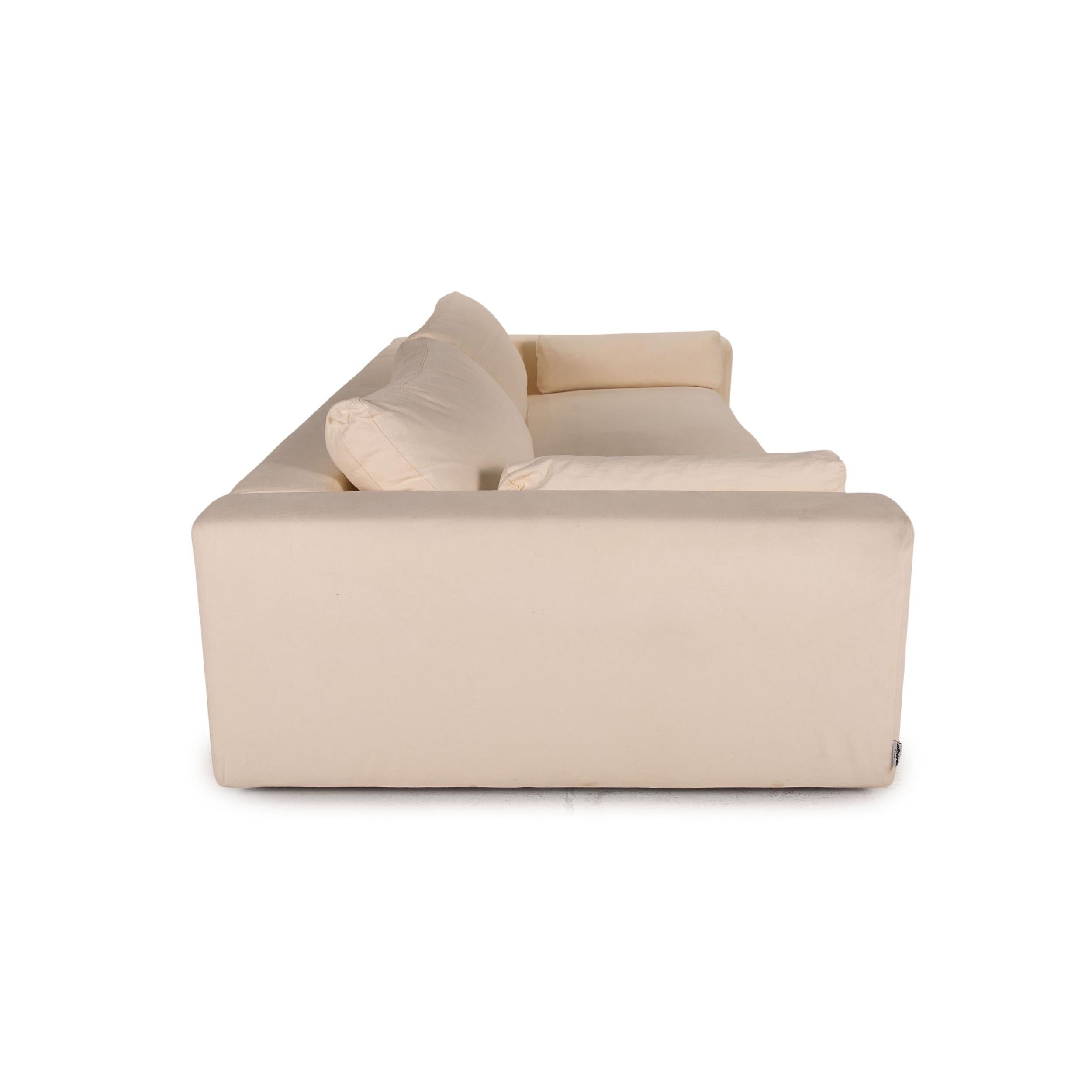 Contemporary Who's Perfect Summer Fabric Sofa Cream Four Seater Couch