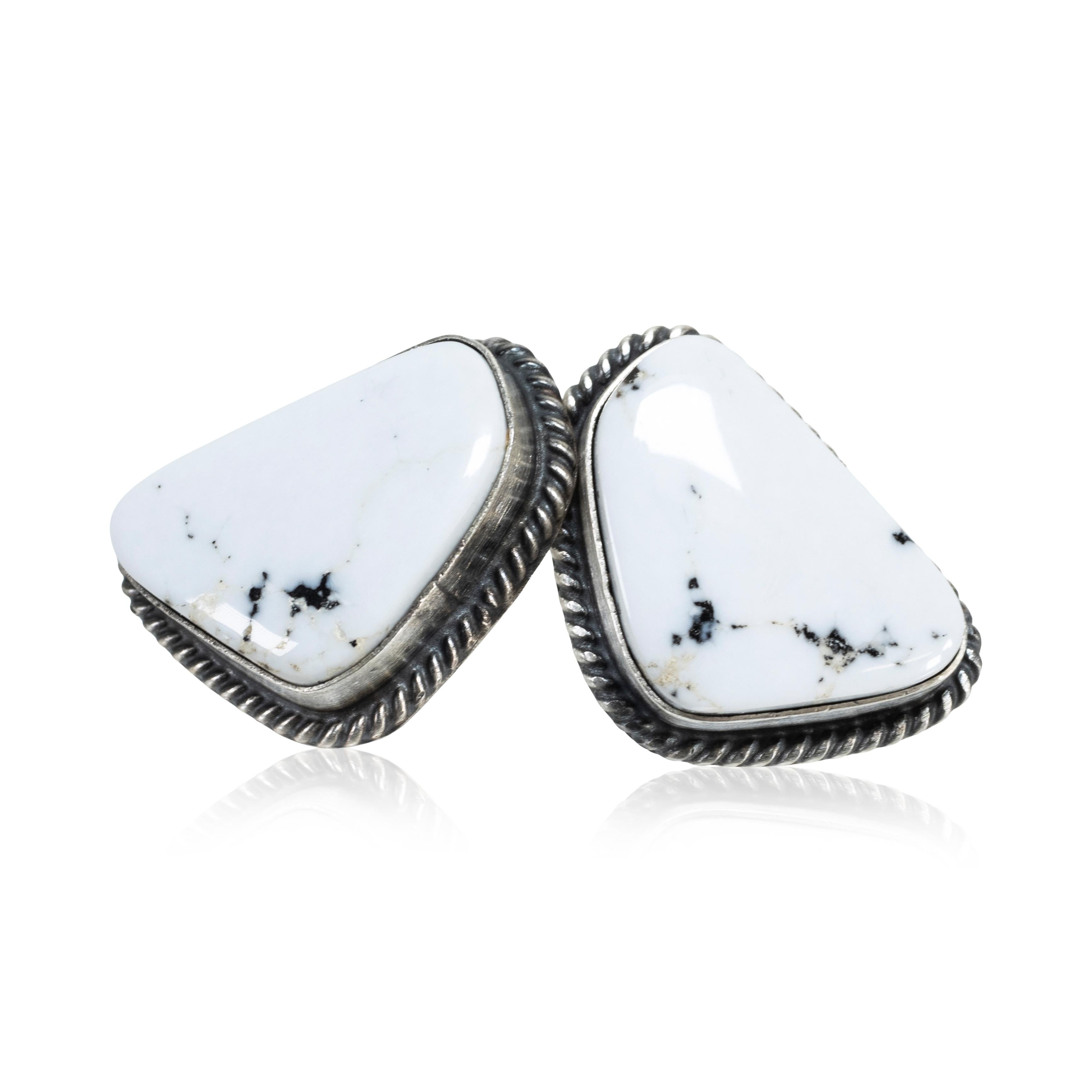 Taglio vecchia miniera Orecchini con turchese di bufalo e argento sterling Whtie in vendita