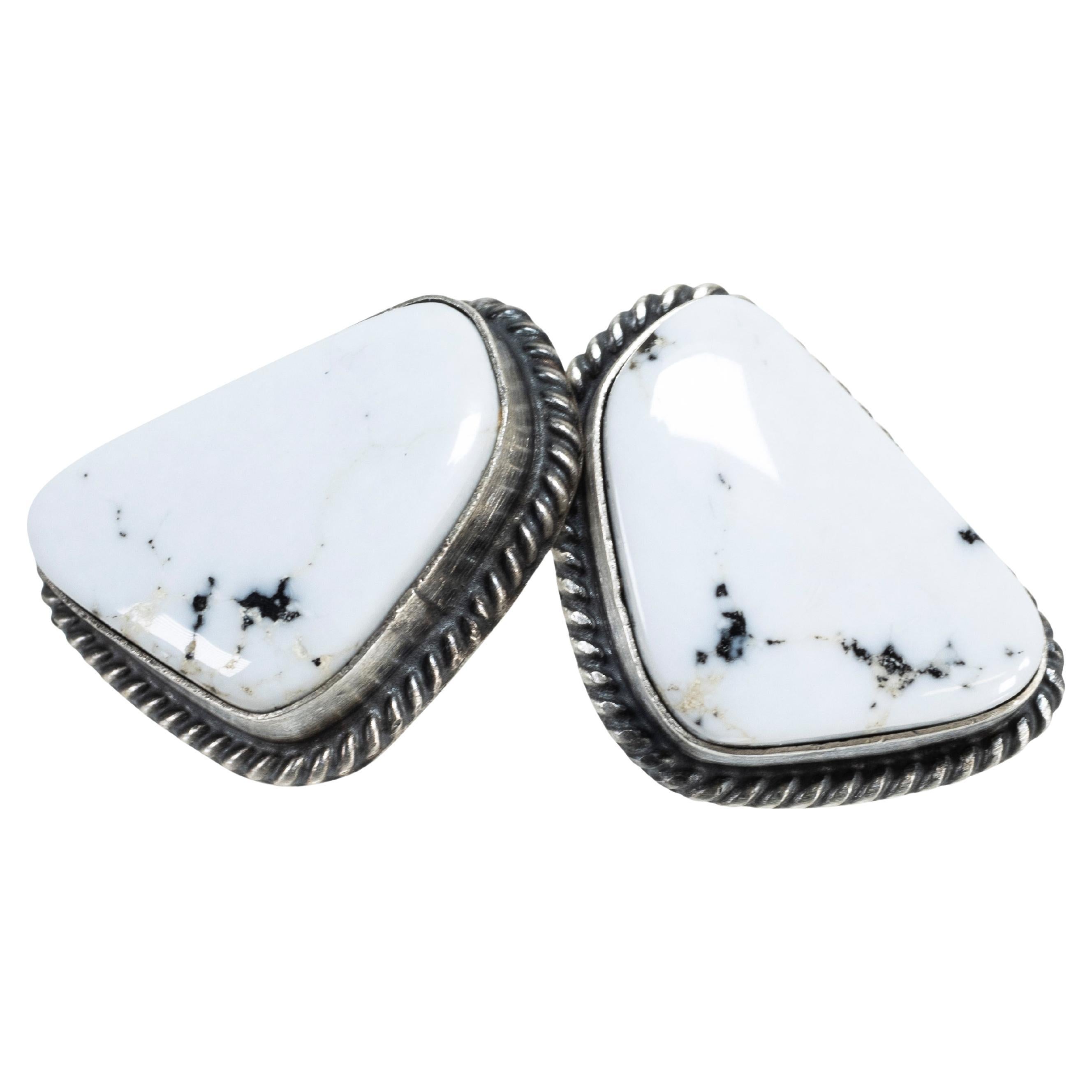Orecchini con turchese di bufalo e argento sterling Whtie