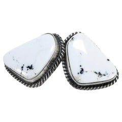 Whtie Buffalo Turquoise and Sterling Silver Stud Earrings