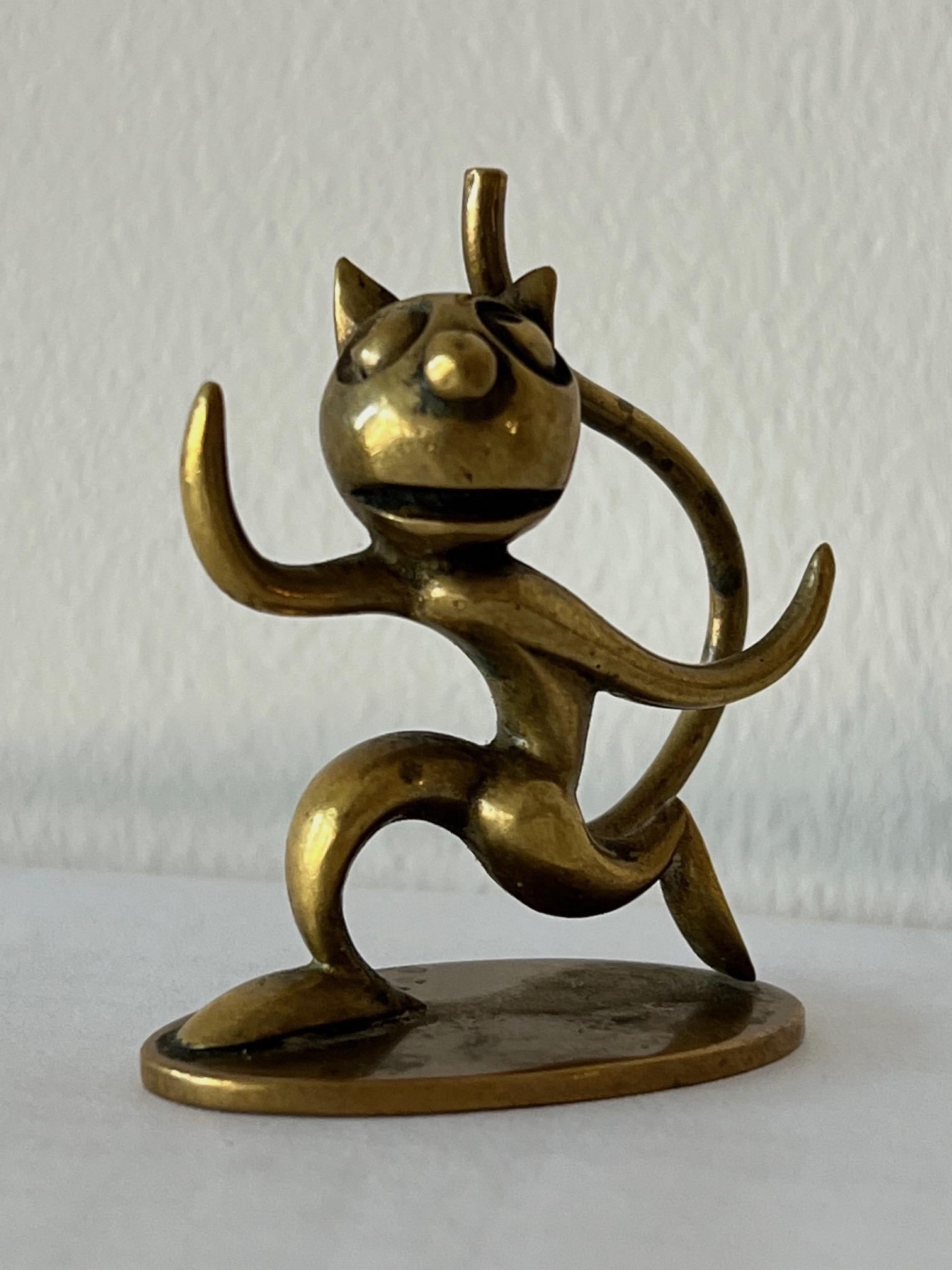 Autrichien Figurine miniature Felix The Cat Autriche en bronze Art Déco de WHW Hagenauer en vente