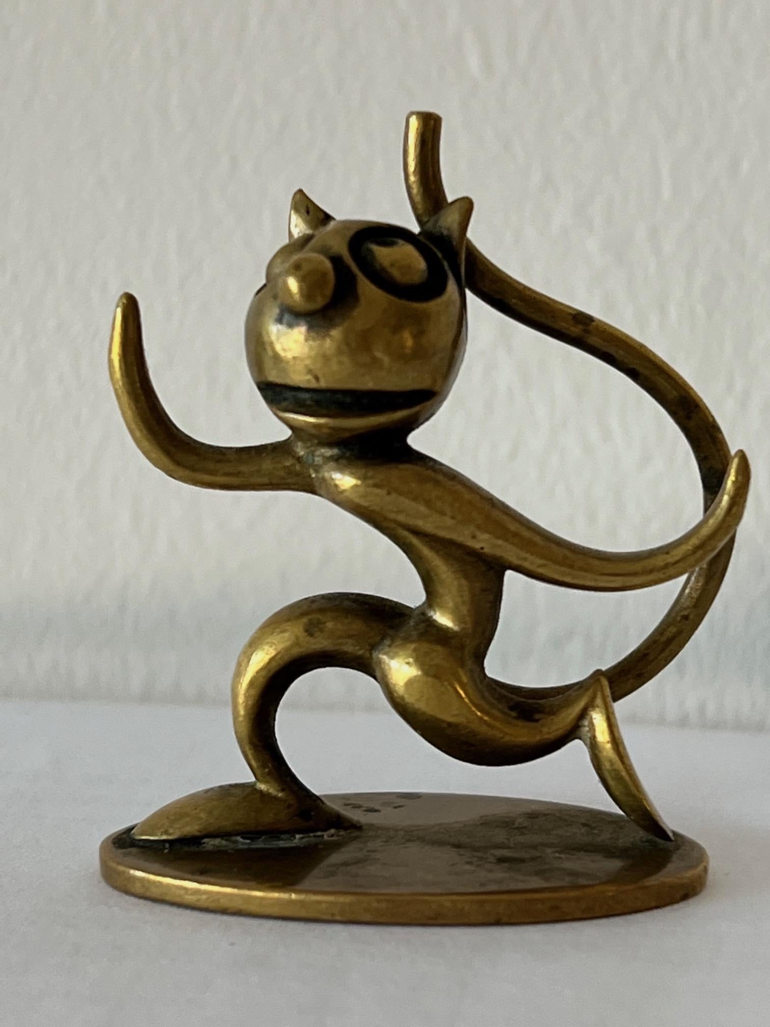 Figurine miniature Felix The Cat Autriche en bronze Art Déco de WHW Hagenauer Bon état - En vente à St.Petersburg, FL