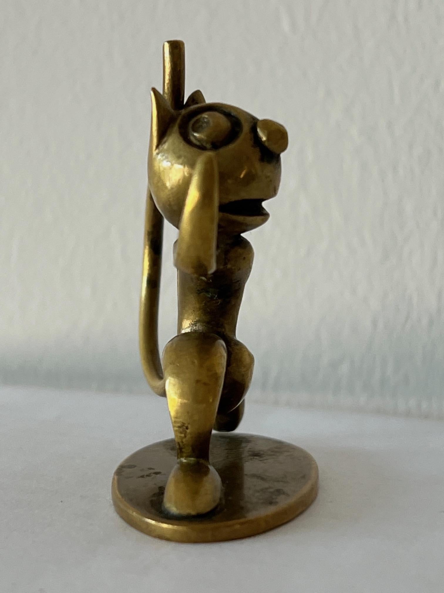 WHW Hagenauer Art Deco Bronze Felix The Cat Austria Miniature Figurine For Sale 1