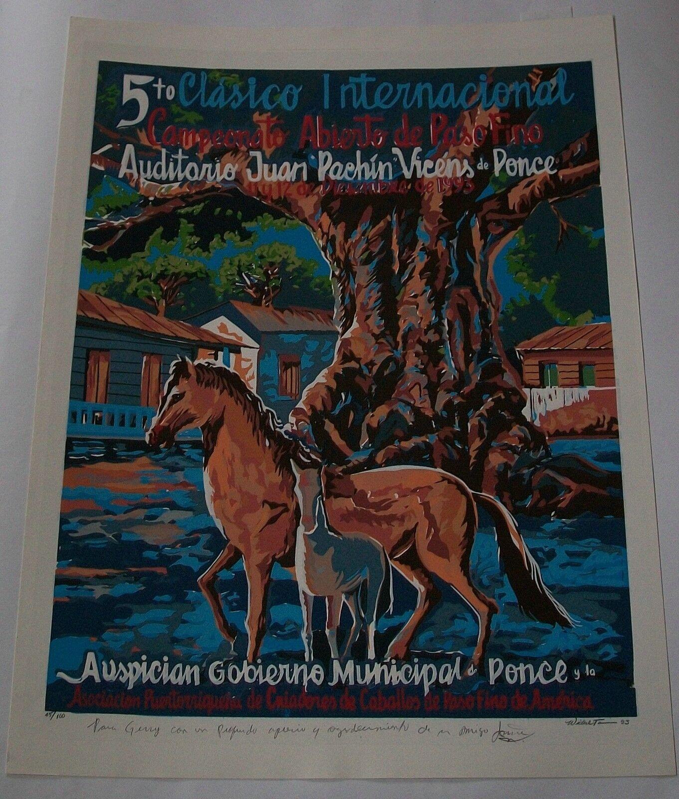 Spanish Colonial Wichie Torres, Caribbean Horse Show Serigraph, Signed, Puerto Rico, 1993