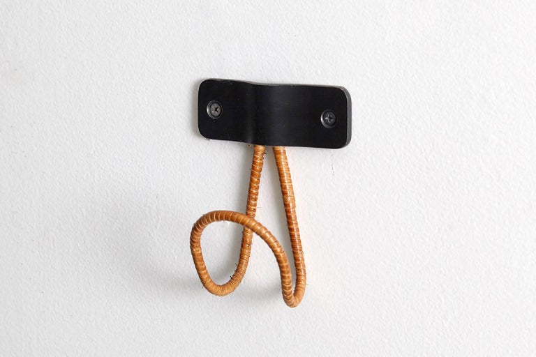American Wicker and Iron Coat Hook by Orange For Sale