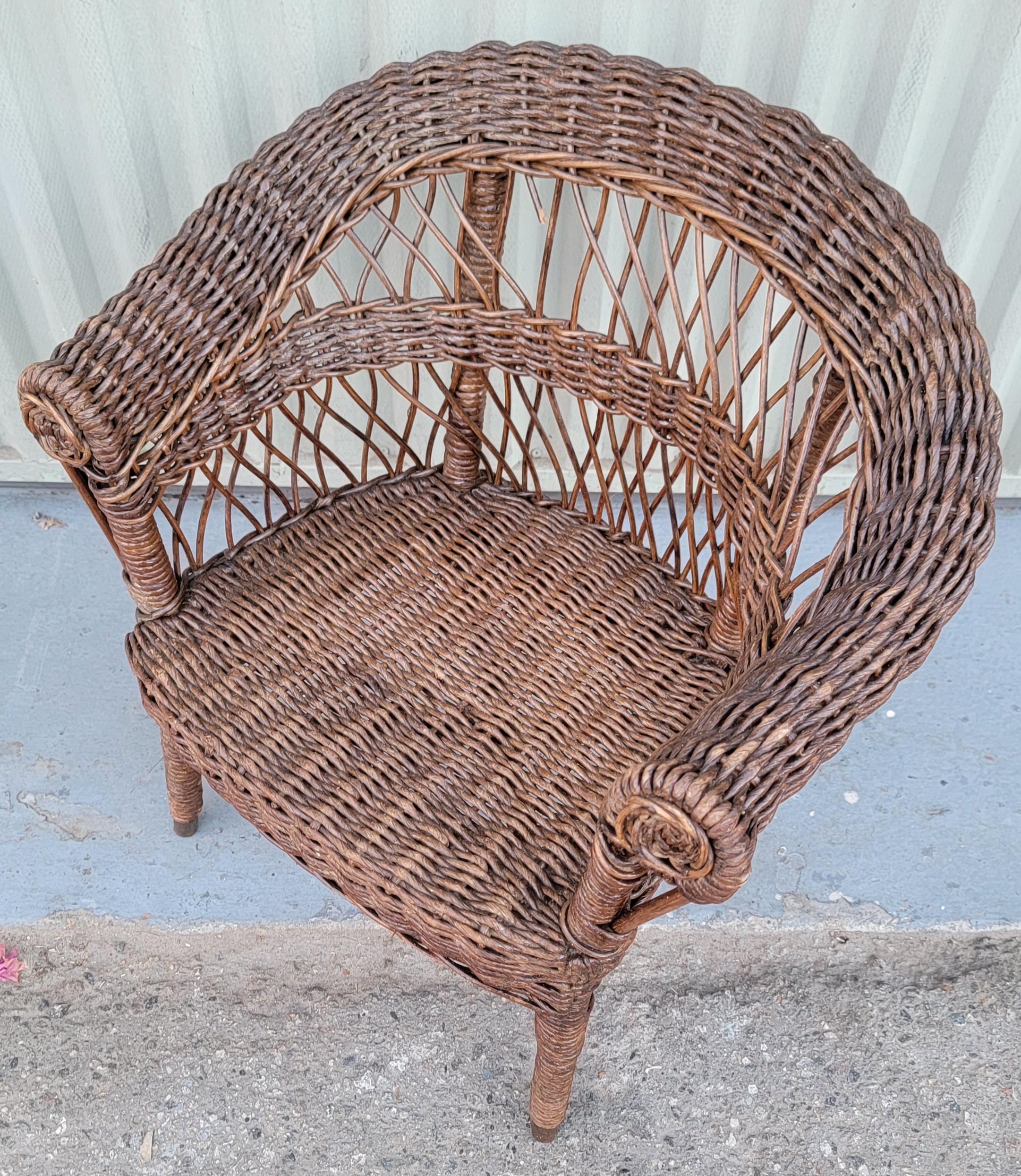 Stile Adirondack Sedia in vimini anni '20 Bar Harbor Marrone in vendita