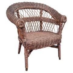 Wicker 1920s Bar Harbor Brown Wicker Chair