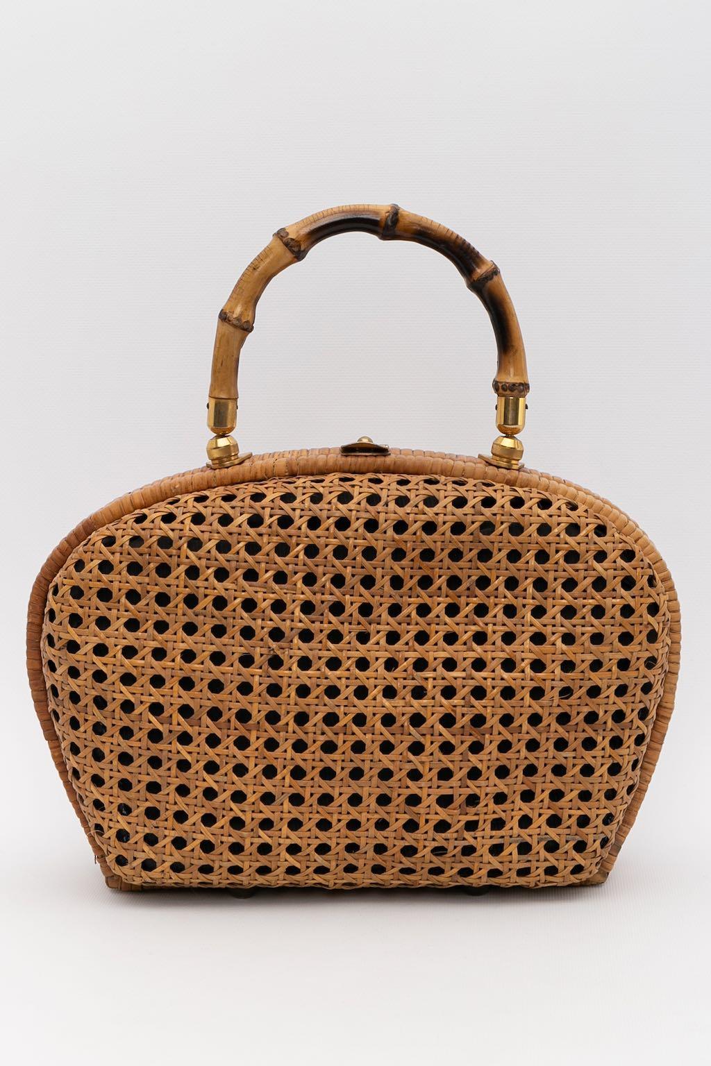 Women's Wicker and bamboo bag For Sale