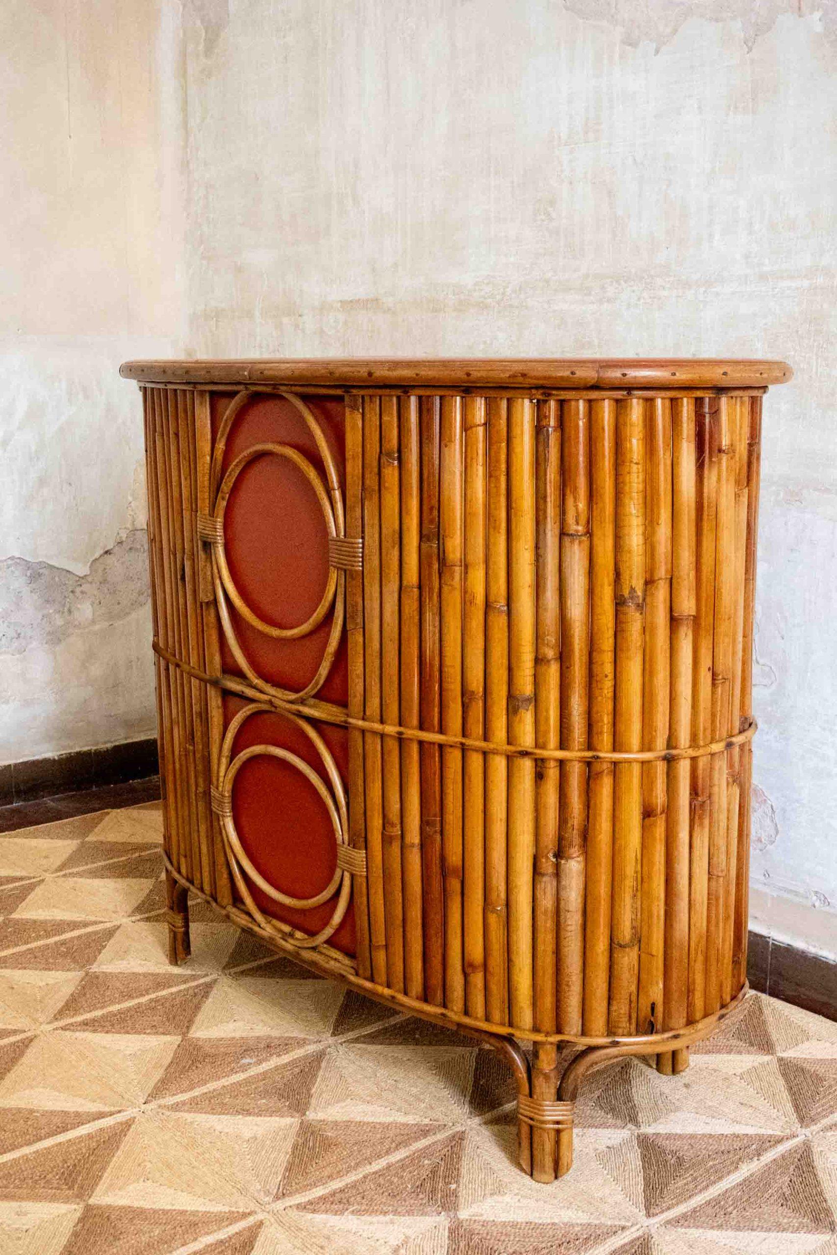 Wicker and Bamboo Bar Cabinet – 1970s In condizioni buone in vendita a Roma, RM