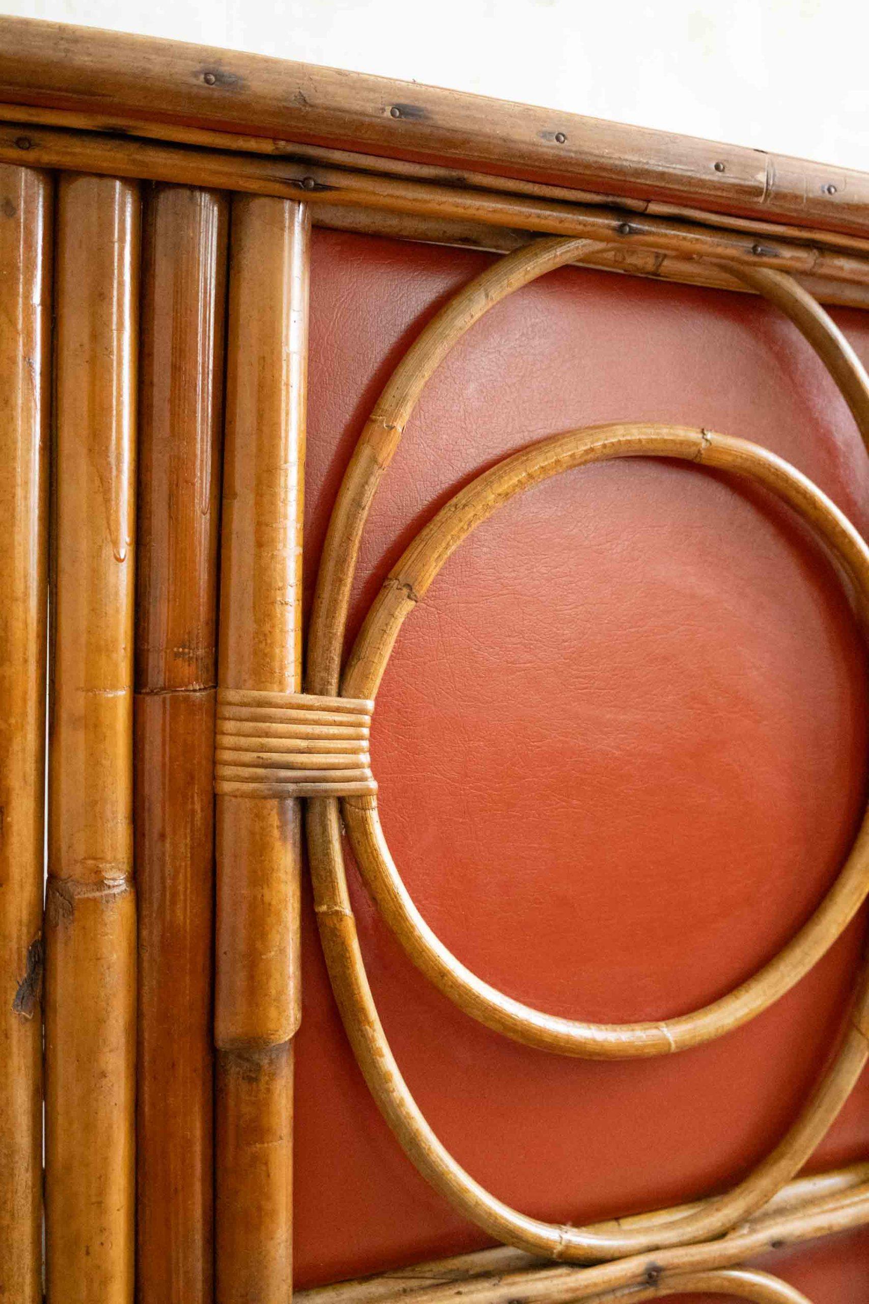 Pelle Wicker and Bamboo Bar Cabinet – 1970s in vendita