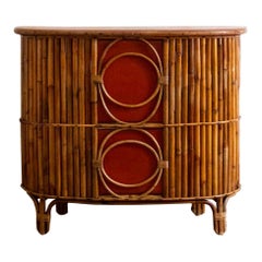 Wicker and Bamboo Bar Cabinet – 1970s