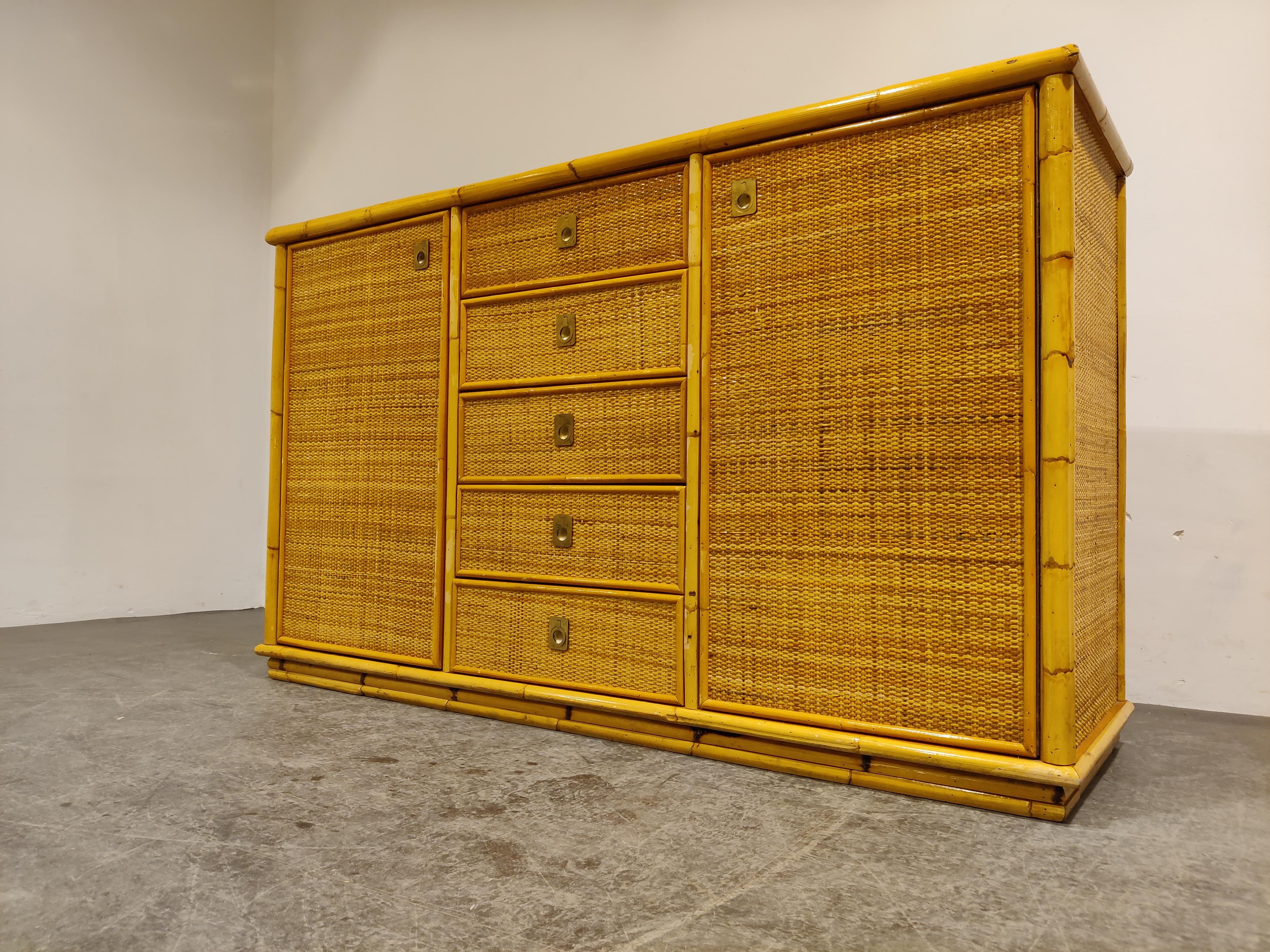 Bohemian Wicker and Bamboo Cabinet by Dal Vera, 1960s