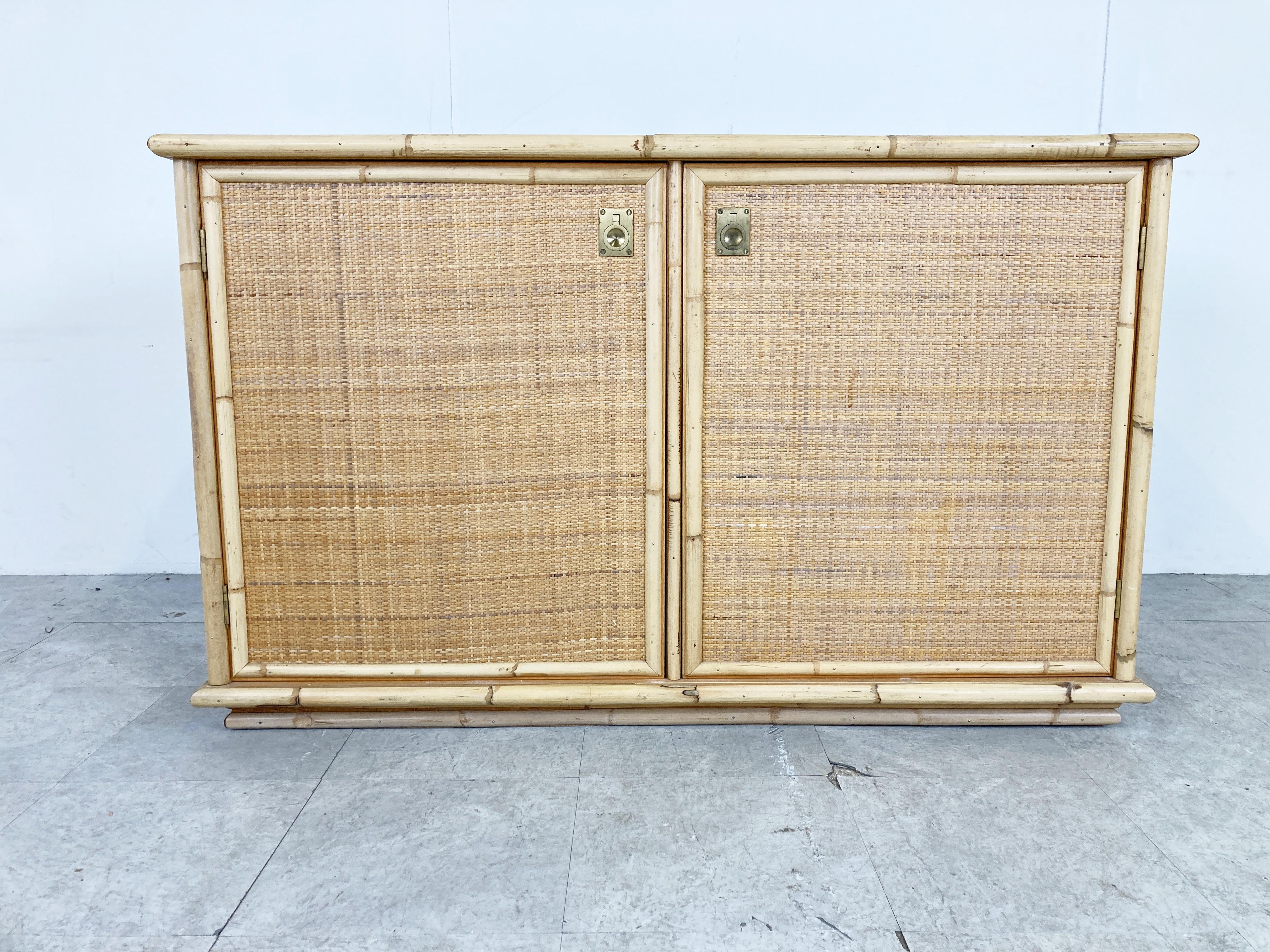 Bohemian Wicker and Bamboo Cabinet by Dal Vera, 1960s