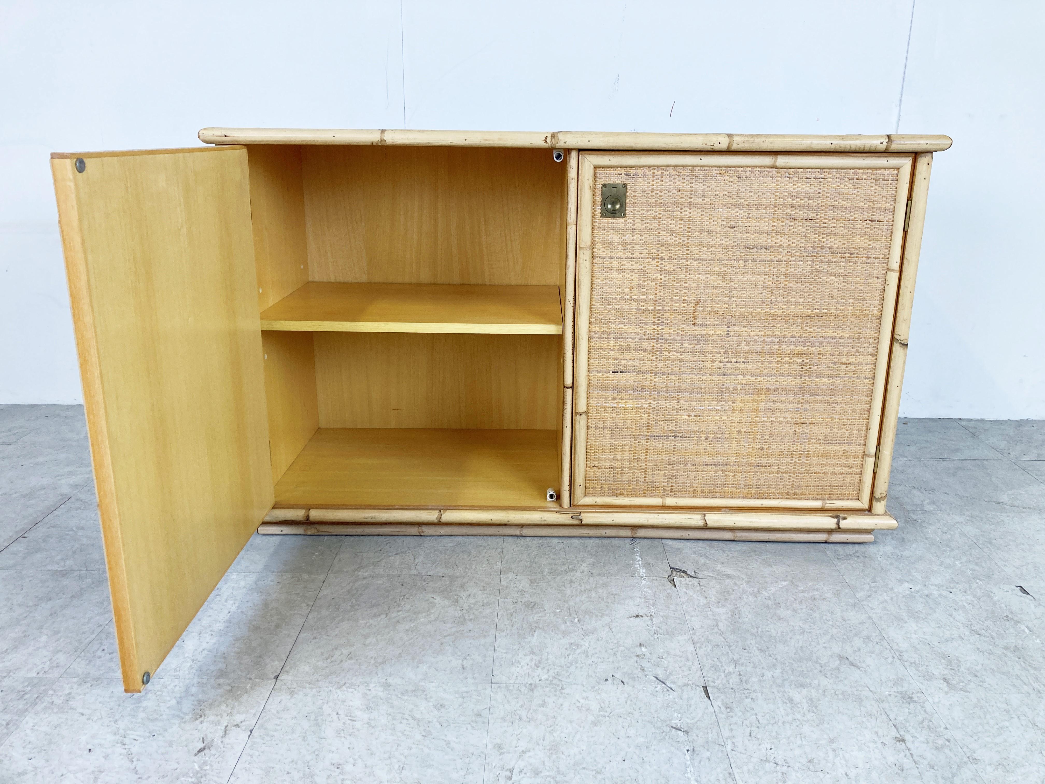 Mid-20th Century Wicker and Bamboo Cabinet by Dal Vera, 1960s