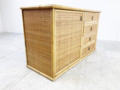 Wicker and Bamboo Cabinet by Dal Vera, 1970s