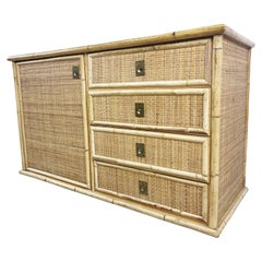 Wicker and Bamboo Cabinet by Dal Vera, 1970s