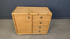 Wicker and bamboo cabinet by Dal Vera, 1970s - Italy