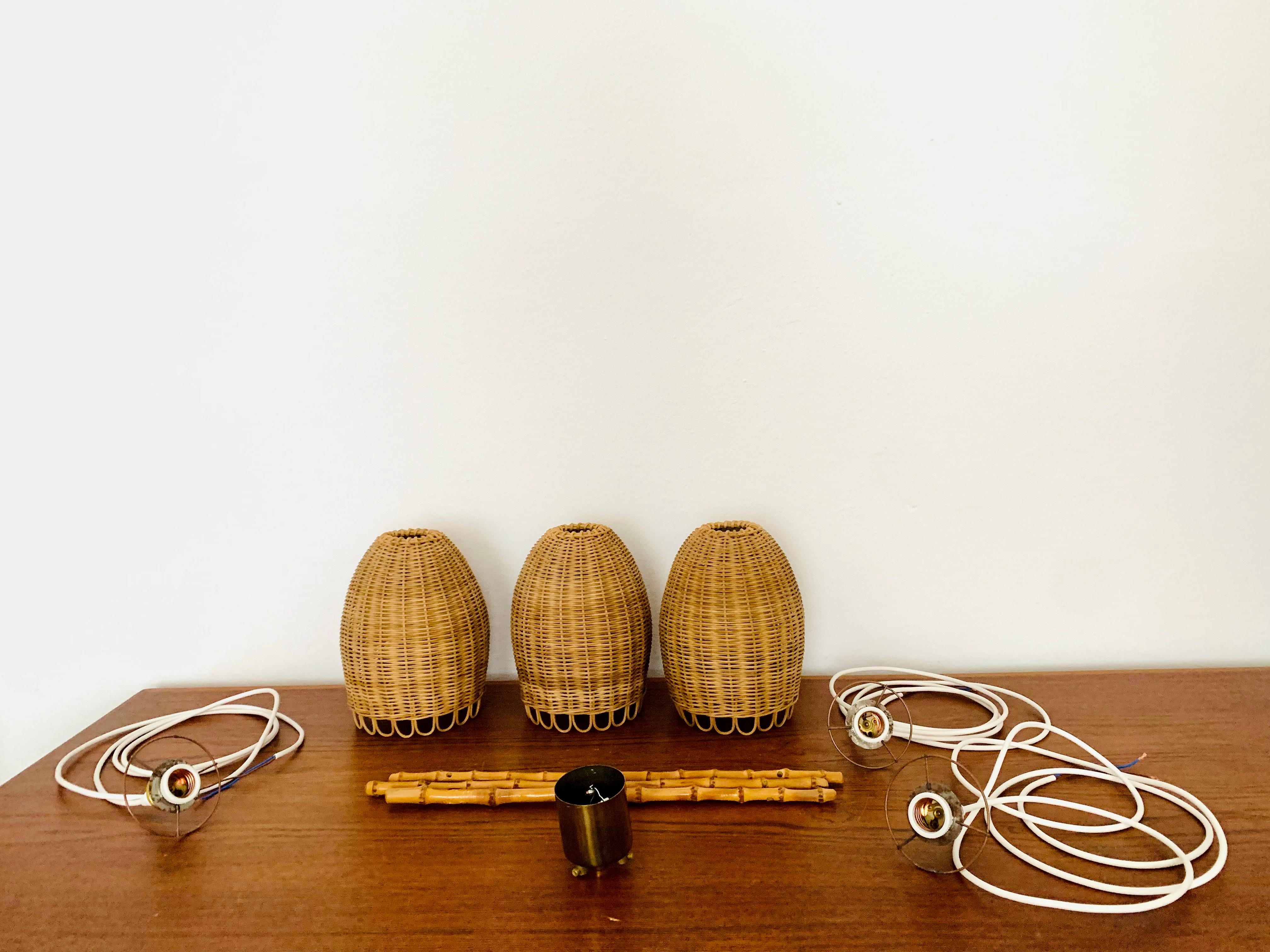 Wicker and Bamboo Cascading Lamp en vente 9