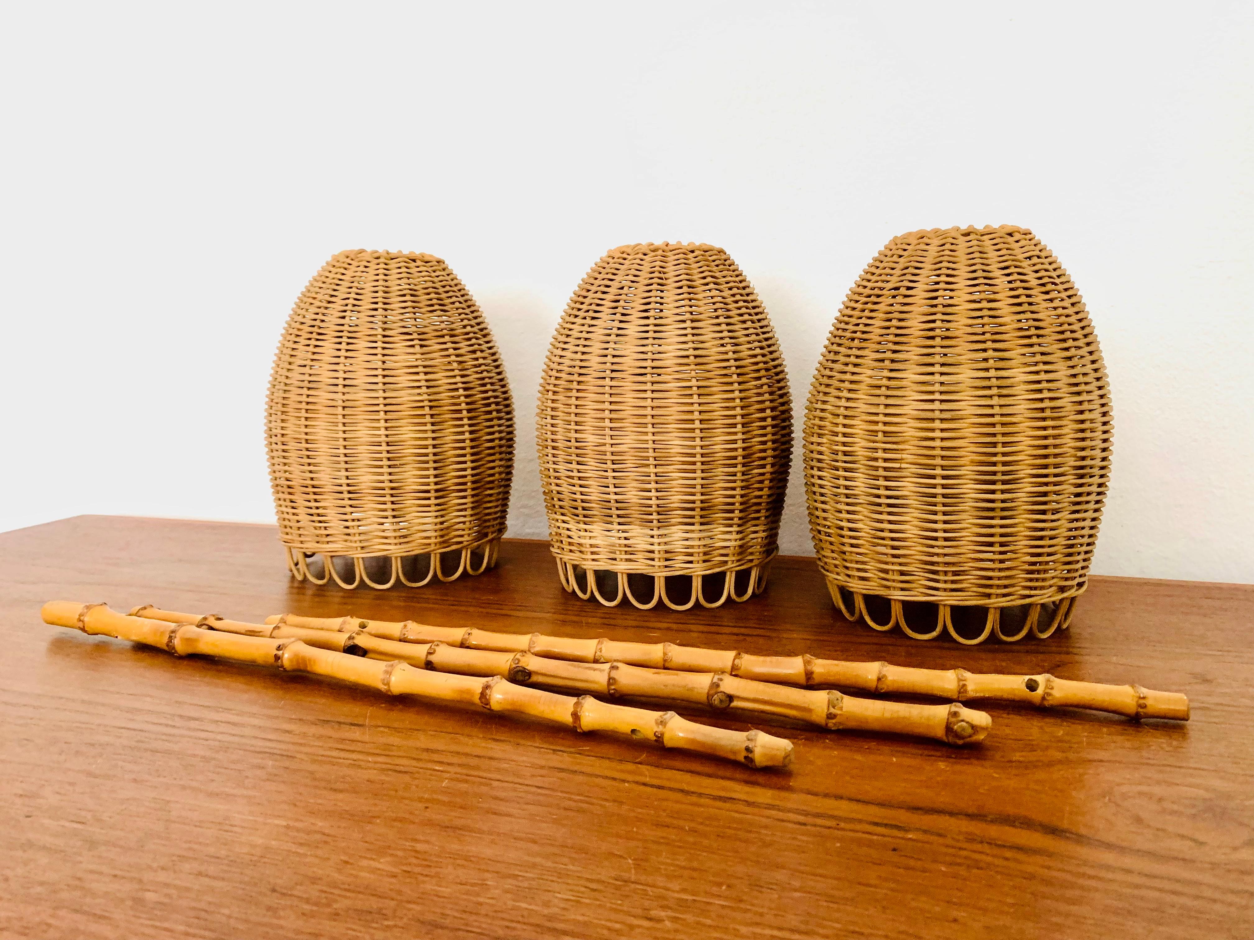 Wicker and Bamboo Cascading Lamp en vente 10