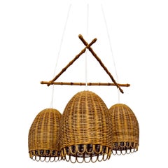 Wicker and Bamboo Cascading Lamp