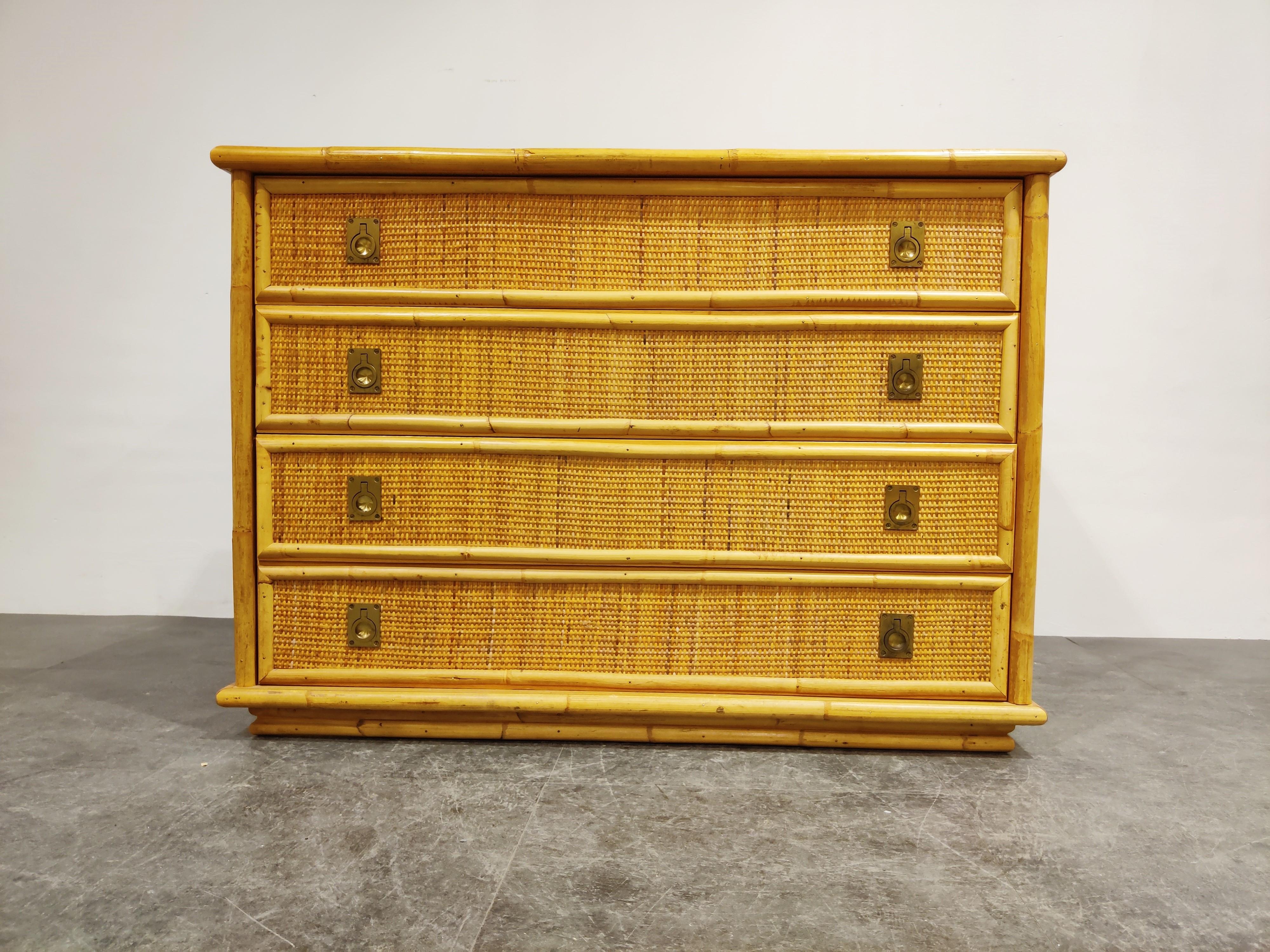 Bohemian Wicker and Bamboo Chest of Drawers by Dal Vera, 1960s