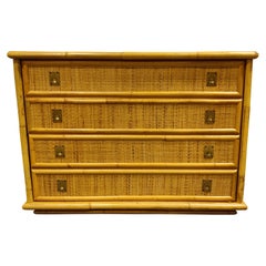 Wicker and Bamboo Chest of Drawers by Dal Vera, 1960s