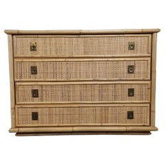 Wicker and Bamboo Chest of Drawers by Dal Vera, 1960s