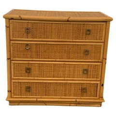 Wicker and Bamboo Chest of Drawers from Dal Vera, 1970s