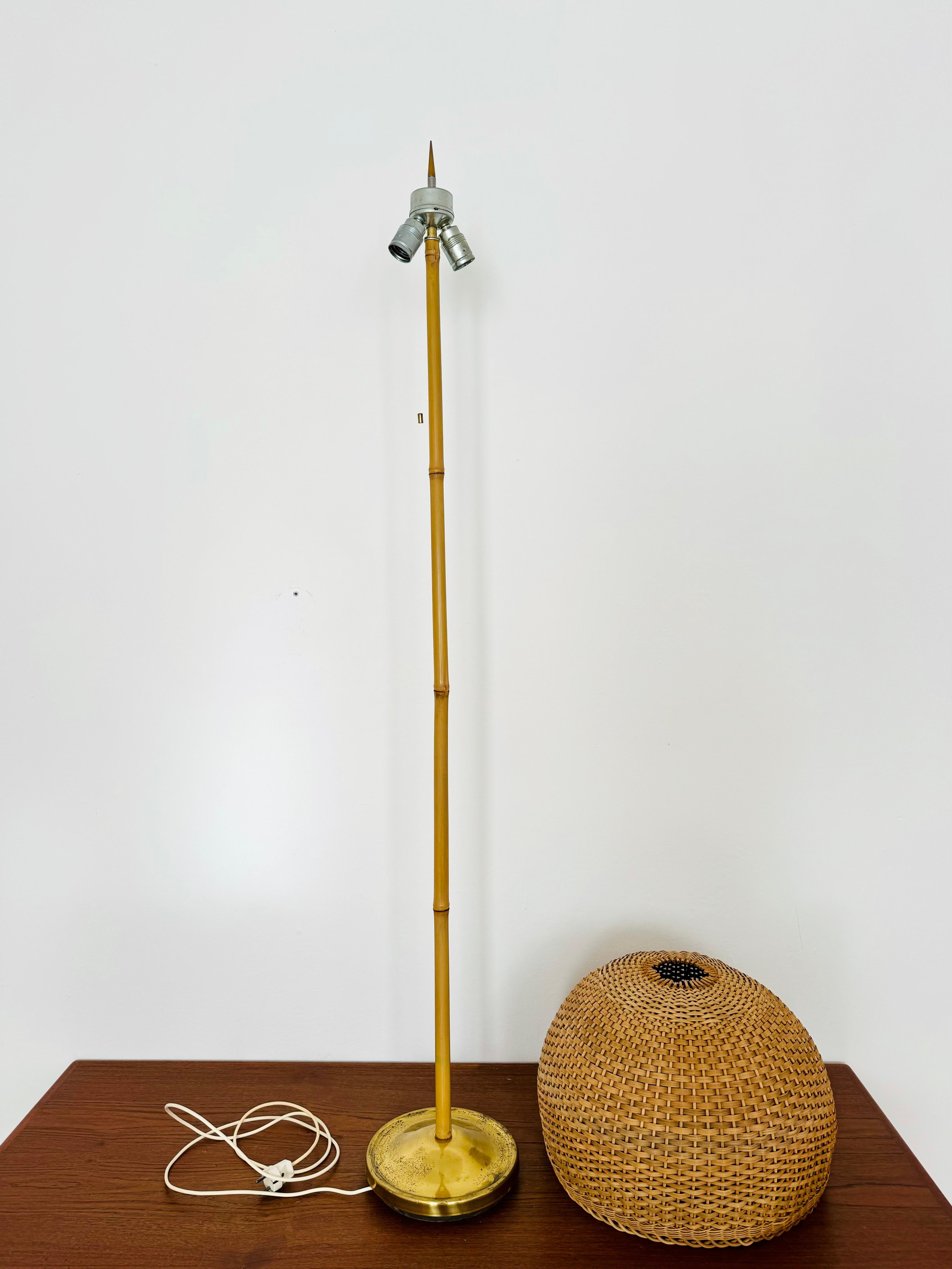 Wicker and Bamboo Floor Lamp by J.T. Kalmar For Sale 7