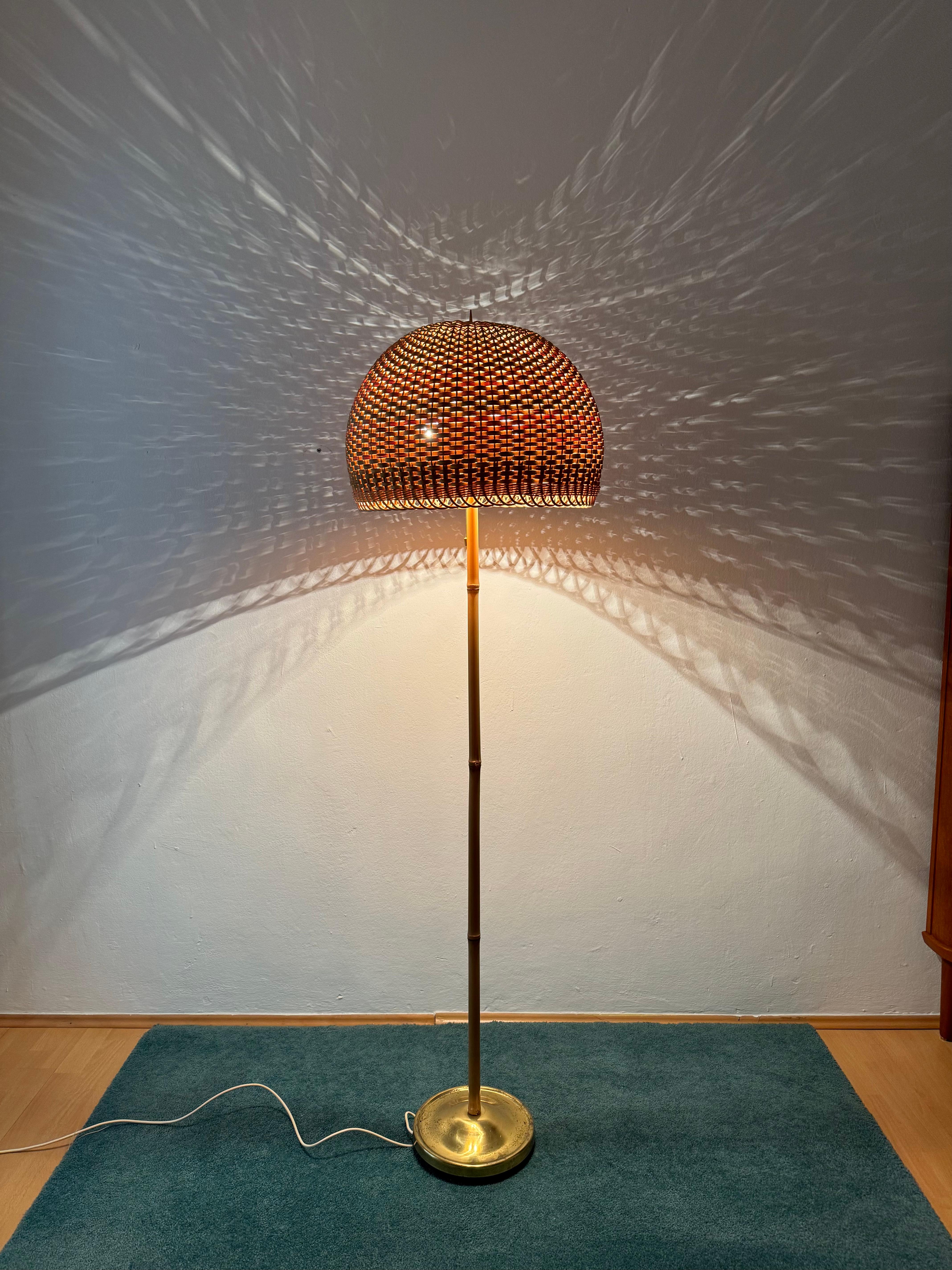 Wicker and Bamboo Floor Lamp by J.T. Kalmar For Sale 2