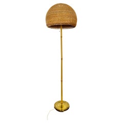 Retro Wicker and Bamboo Floor Lamp by J.T. Kalmar