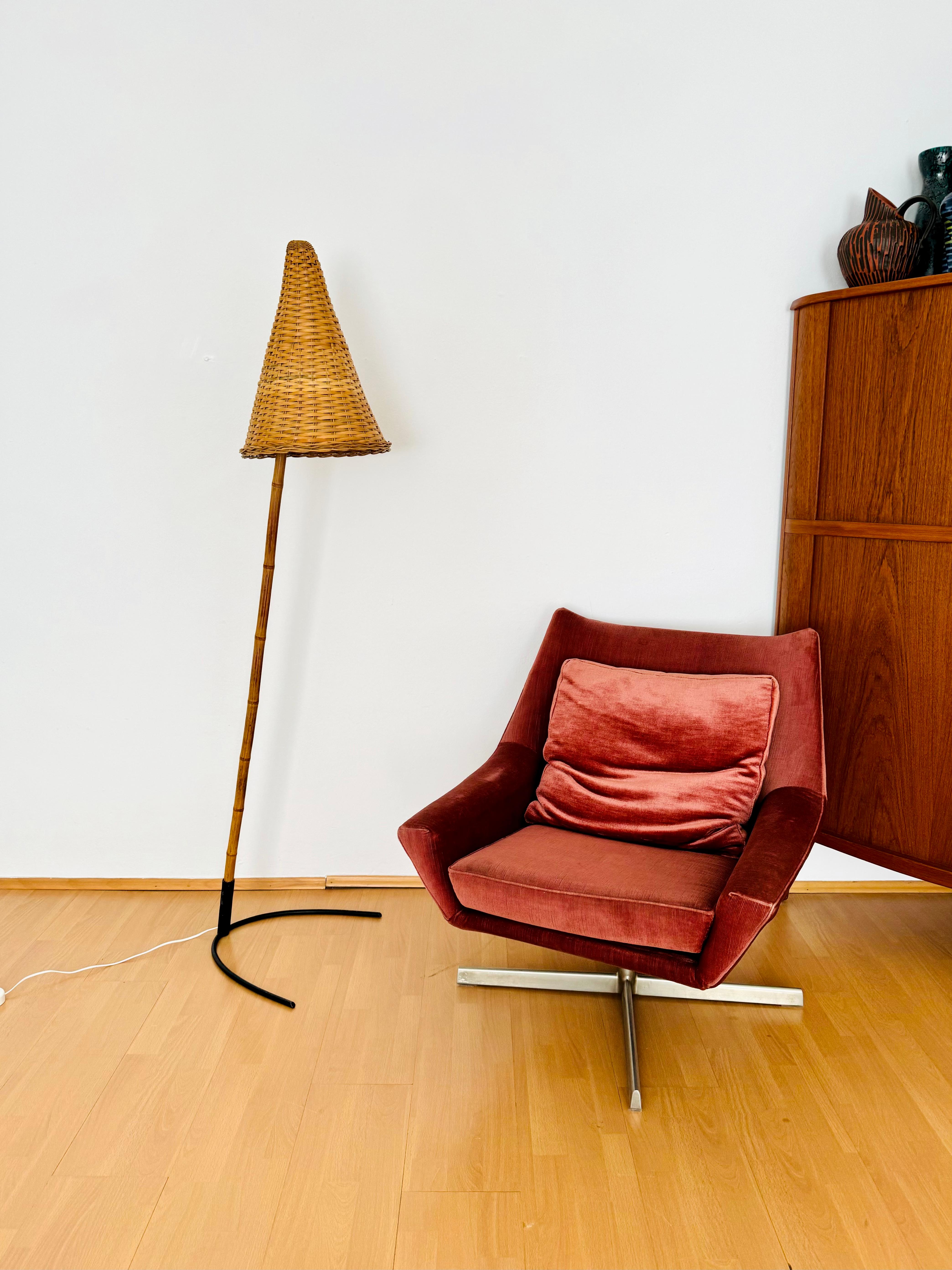 Lampada da terra in vimini e bambù di Rupert Nikoll In condizioni buone in vendita a München, DE