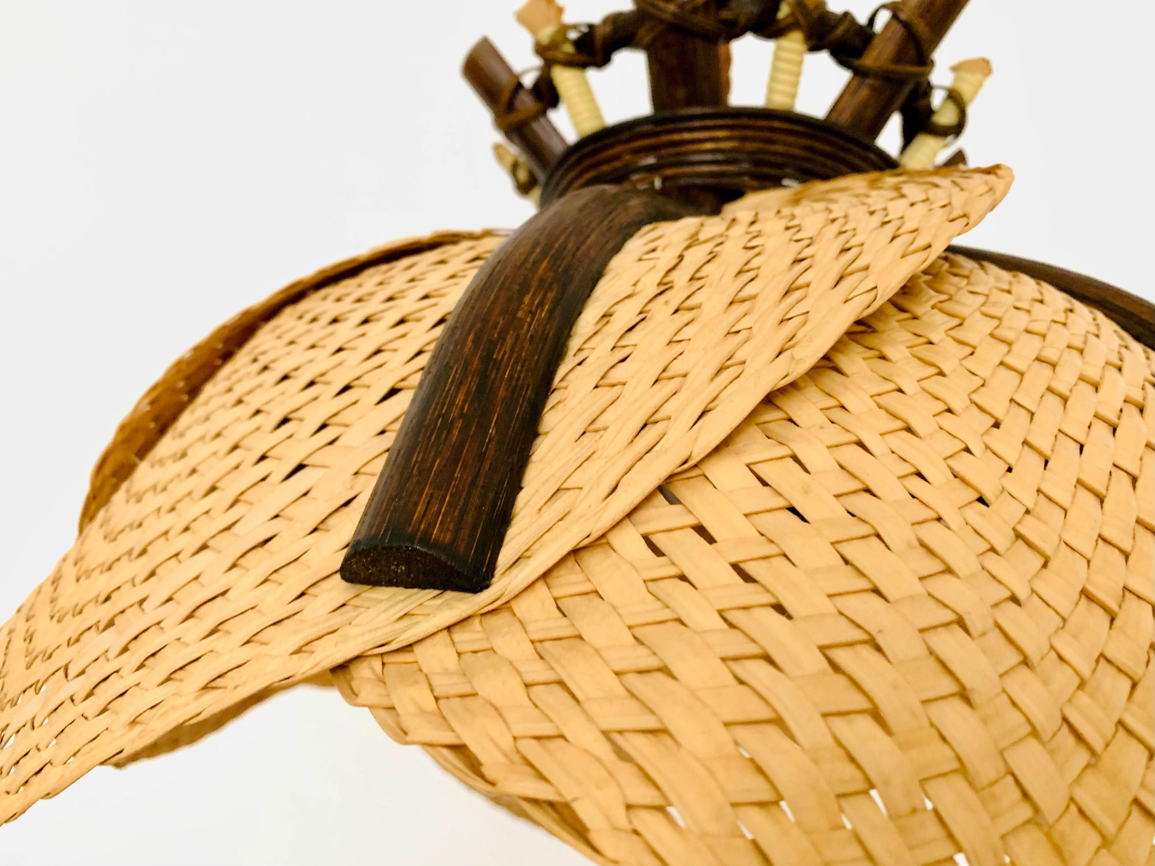 Wicker and Bamboo Pendant Lamp For Sale 6