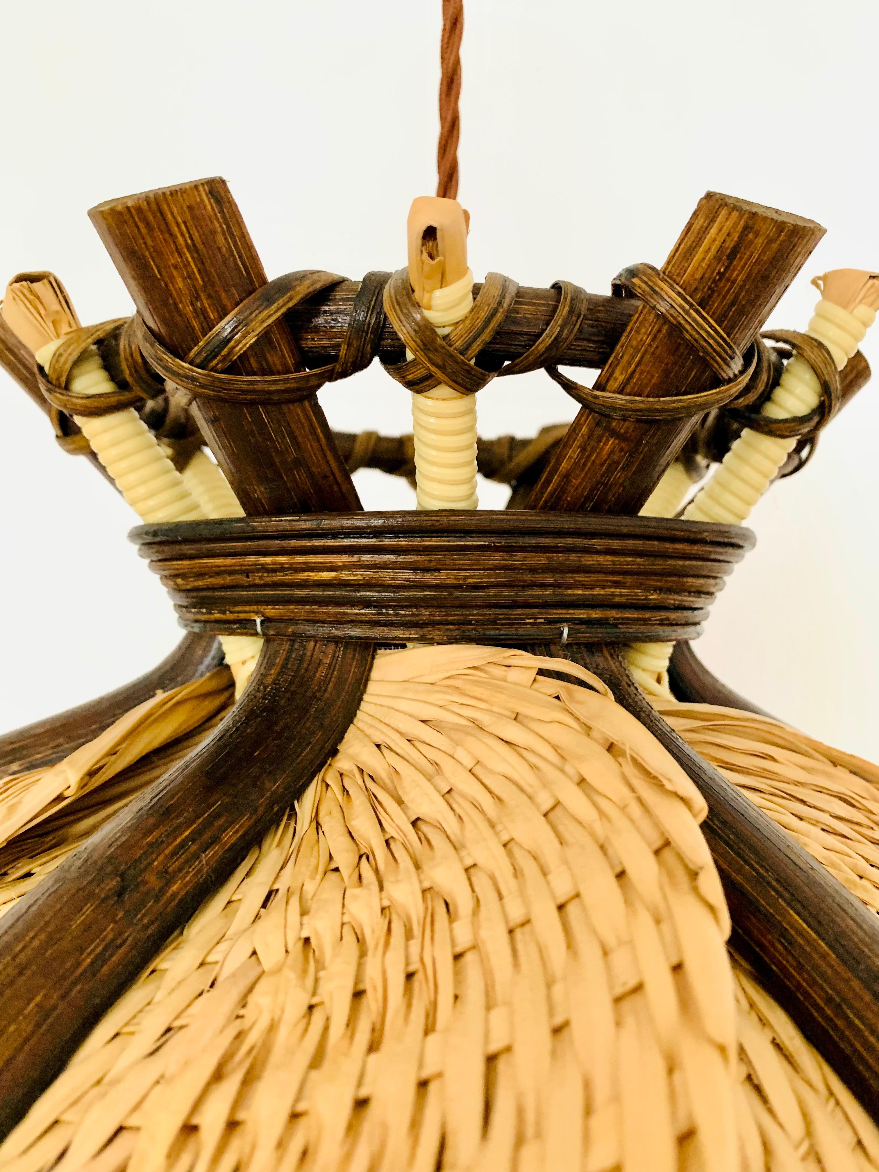 Wicker and Bamboo Pendant Lamp For Sale 7