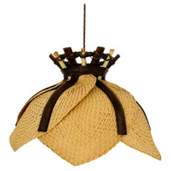 Wicker and Bamboo Pendant Lamp