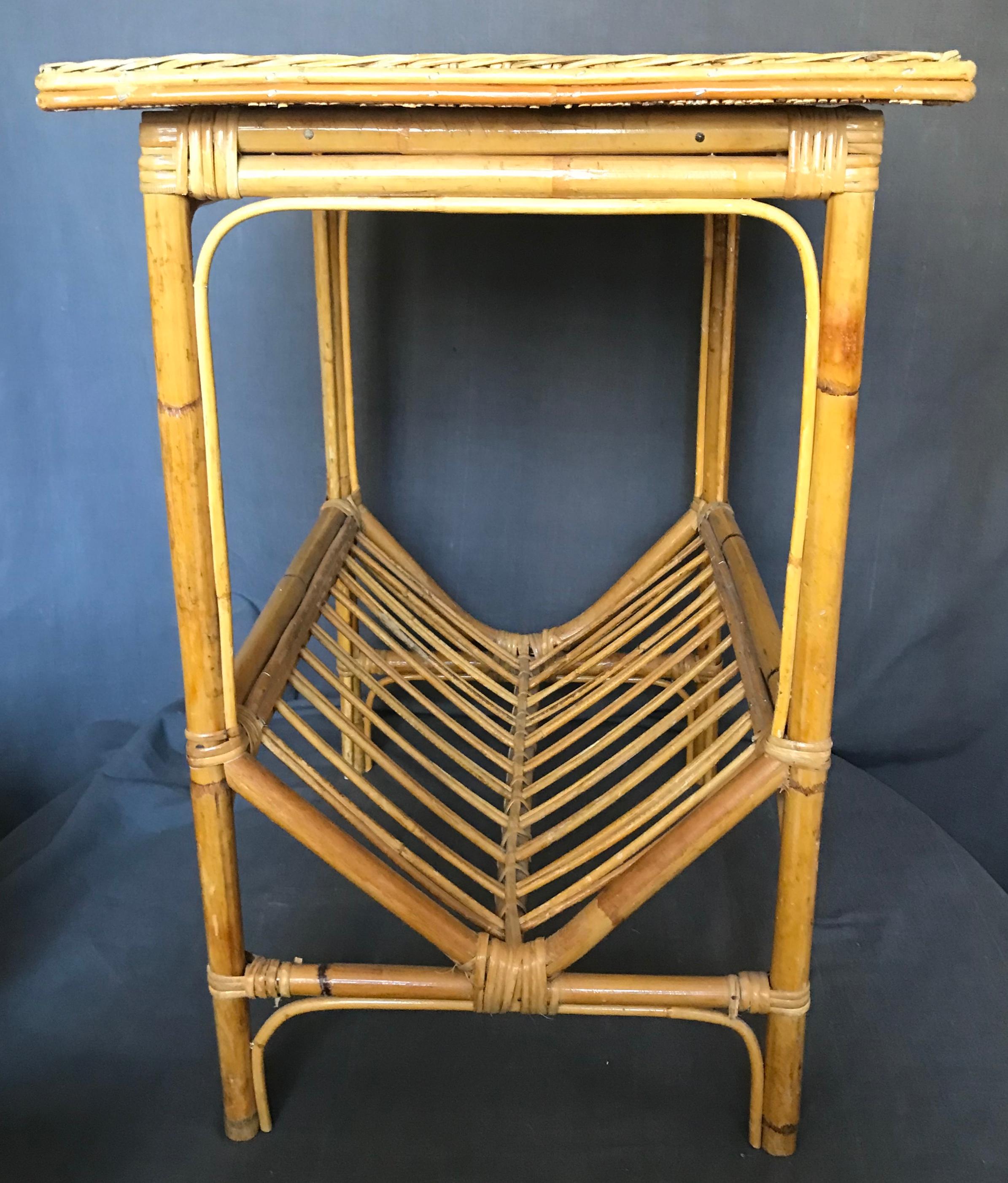 Wicker and Bamboo Side Table 1