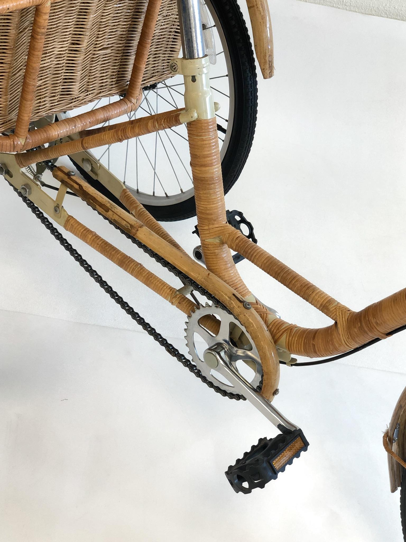 Late 20th Century Wicker and Bamboo Adult  Tricycle
