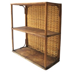Vintage Wicker and Bentwood Wall Shelf 